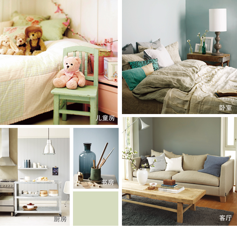 儿童房、卧室、书房、厨房、客厅